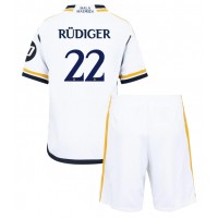 Dětský fotbalový dres Real Madrid Antonio Rudiger #22 2023-24 Domácí Krátký Rukáv (+ trenýrky)